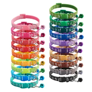 HABO Collar With Bell Cartoon Footprint Colorful Dog Puppy Cat Accessories